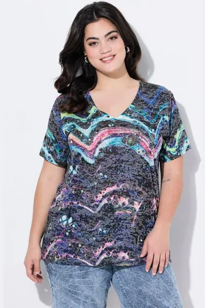 Angel of Style T-Shirt T-Shirt bequeme Passform Linien-Muster - Verkäufer: Popken Fashion Group