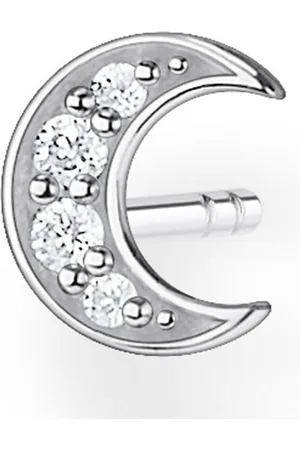 Thomas Sabo Single-Ohrstecker Mond pavé gold, Mond pavé silber, H2133-051-14, H2133-414-14, mit Zirkonia (synth)