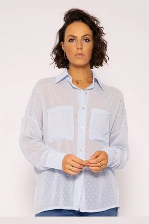SASSYCLASSY Langarmbluse Oversize Bluse Damen Langarm - elegant & festlich Hemdbluse lang aus Plumetis-Gewebe - Verkäufer: