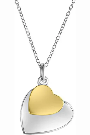 CELESTA Kette mit Anhänger Silber 925 zweifarbig 42+3cm lang mit zwei Herz-Anhängern