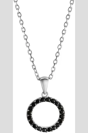 CELESTA Kette mit Anhänger Silber 925 rhodiniert 42+3cm lang mit schwarzen Zirkonia-Steinen