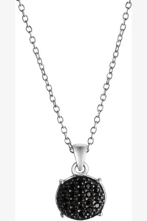 CELESTA Kette mit Anhänger Silber 925 rhodiniert 42+3cm lang mit schwarzen Zirkonia-Steinen