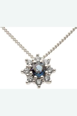 Firetti Kettenanhänger Schmuck Geschenk Gold 333 Halsschmuck Anhänger Halskette Blume, mit Saphir - mit Brillanten
