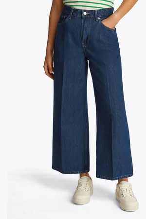 Tommy Hilfiger Weite Jeans WIDE LEG HW LOU mit Logo-Badge, mit Nieten, mit Bügelfalten