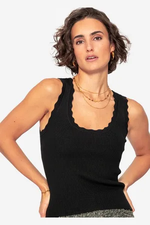 SASSYCLASSY T-Shirt Figurbetontes Strick-Top Damen mit Bogenkante Top in Rippstruktur mit Bogendetails Elegant Grau Weiß - Verkäufer: