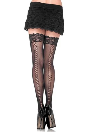 Leg Avenue Overknees Halterlose Netzstrümpfe mit Rautennaht Sinnlich verführerisches Accessoire, das Stil und Eleganz vereint - Verkäufer: MASKWORLD
