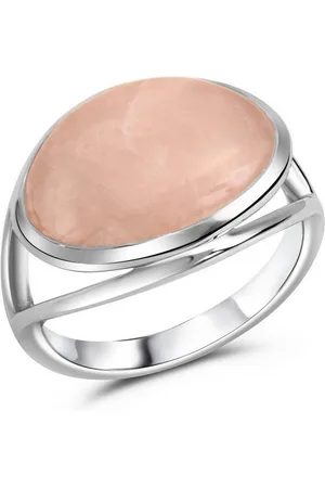 CELESTA Fingerring Silber 925 rhodiniert mit echtem Rosenquarz