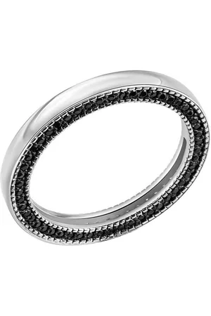 CELESTA Fingerring Silber 925 rhodiniert mit 104 schwarzen Zirkonia-Steinen