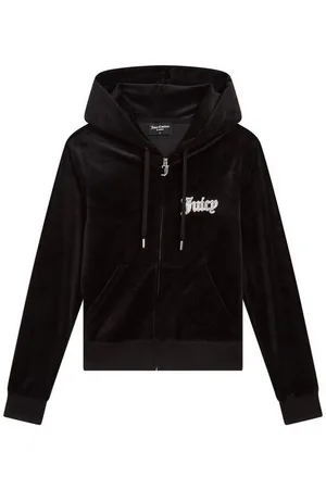 Juicy Couture Kapuzennickijacke ROBERTSON CAVIAR HOODIE _ Damen Trainingsjacke Damen, Sweatjacke mit Kapuze, Velour, mit Glitzer, Sale