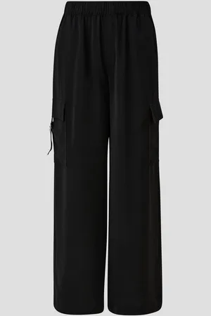 QS by s.Oliver Stoffhose Satinhose mit Wide Leg und Cargotaschen Logo - Verkäufer: s.Oliver