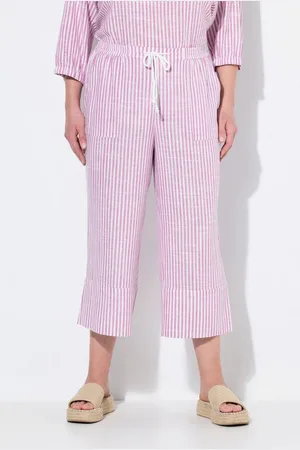 Ulla Popken Schlupfhose Leinenmix-Culotte Rose Streifen weites Bein - Verkäufer: Popken Fashion Group