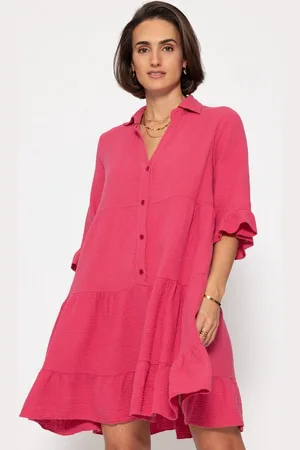 SASSYCLASSY Minikleid Luftiges Baumwollkleid Damen aus Musselin Ausgestelltes Kleid mit zarten Volants und kurzen Rüschenärmeln - Verkäufer: