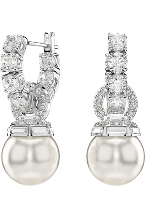 Swarovski Paar Creolen Schmuck Geschenk Matrix Drop-Ohrhänger, 5691716, mit ® Kristall - mit ® Perle - Einhänger abnehmbar