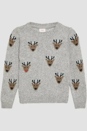 QS by s.Oliver Strickpullover Weihnachtspullover mit Rentier-Motiv Rippbündchen - Verkäufer: