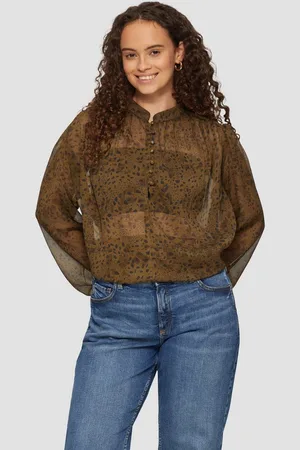 QS by s.Oliver Langarmbluse Leicht transparente Chiffonbluse mit Puffärmeln - Verkäufer: s.Oliver