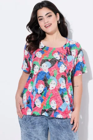 Angel of Style T-Shirt T-Shirt bequeme Passform Gesichter-Muster - Verkäufer: Popken Fashion Group