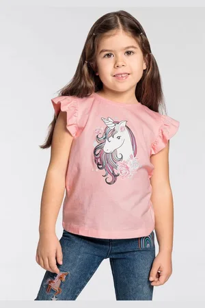 Kidsworld T-Shirt mit Einhorn-Druck Kurzarm, basic geschnitten, mit modischem Druck
