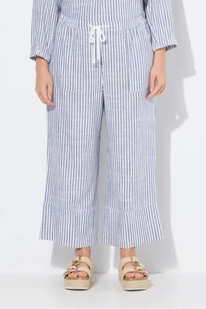 Ulla Popken Schlupfhose Leinenmix-Culotte Rose Streifen weites Bein - Verkäufer: Popken Fashion Group