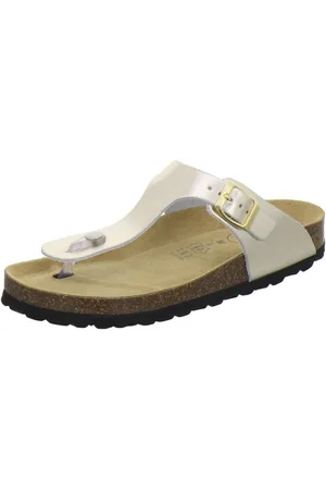 Afs 210703 Zehentrenner Pantolette für Damen mit Fußbett, bequeme Sandalen aus Leder - Verkäufer: