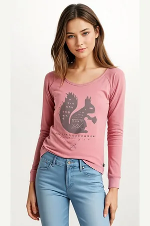 AvaMia Sweatshirt Damen Sweatshirt Pullover im Used Look, Rundhals mit Squirrel Aufdruck - Verkäufer: PEROYORK