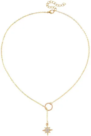 Karma Kette mit Anhänger Halskette Damen Stern Kette Damenkette Länge verstellbar (Goldschmuck Sternhalskette Damenhalskette, Länge verstellbar Gold Goldhalskette Damenschmuck), Gold Goldhalskette Damenschmuck Goldschmuck - Verkäufer: Sanixa