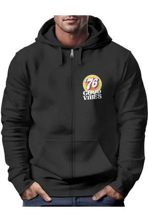 Neverless Sweatjacke Zip-Hoodie Herren Retro Sweatjacke mit Kapuze Good Vibes Logo Motiv - Verkäufer: Akowi