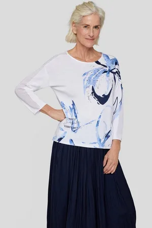 Rabe Strickpullover Pullover mit floralem Print und 1/2-Arm