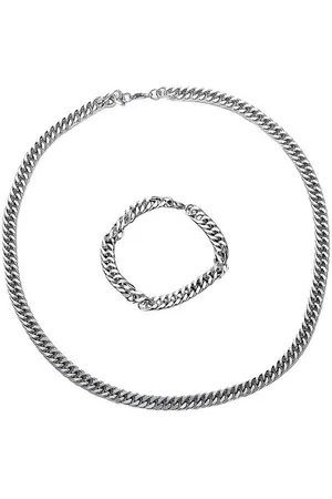 Karma Schmuckset Herren Silber Panzerkette Armband Edelstahl modern Halskette (Männer Edelstahlkette Edelstahlarmband Herrenarmband, Geschenk für Ihn Edelstahlhalskette), Kette Herrenhalskette Herrenschmuckset Geschenkset - Verkäufer: Sanixa