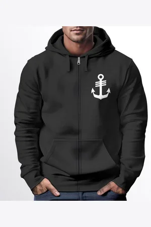 Neverless Sweatjacke Herren Sweatjacke mit Kapuze Anker Print Motiv Logo Maritim Zipjacke - Verkäufer: Akowi