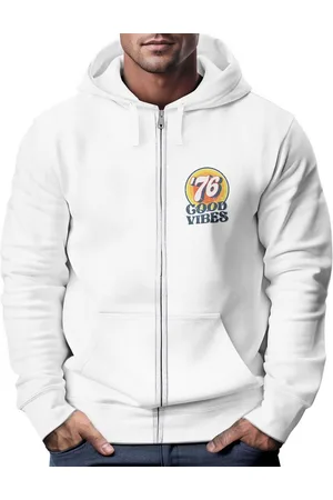 Neverless Sweatjacke Zip-Hoodie Herren Retro Sweatjacke mit Kapuze Good Vibes Logo Motiv - Verkäufer: Akowi