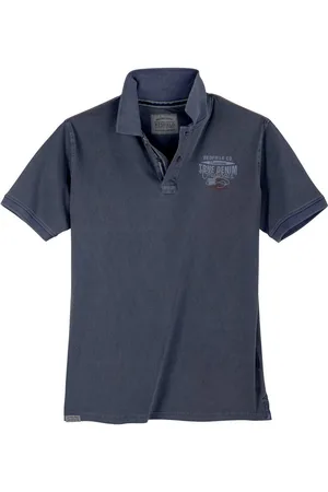 Redfield Poloshirt Poloshirt XXL Vintage Brustprint denimblau - Verkäufer: bigtex