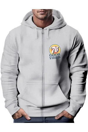 Neverless Sweatjacke Zip-Hoodie Herren Retro Sweatjacke mit Kapuze Good Vibes Logo Motiv - Verkäufer: Akowi