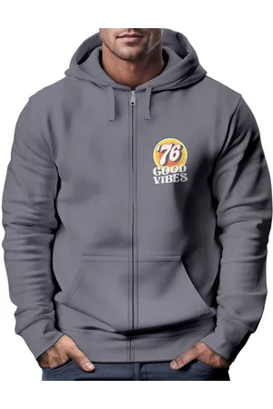 Neverless Sweatjacke Zip-Hoodie Herren Retro Sweatjacke mit Kapuze Good Vibes Logo Motiv - Verkäufer: Akowi