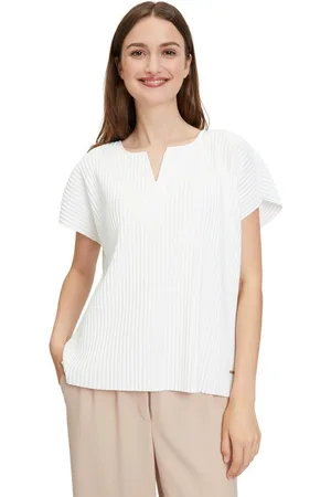 Betty & Co Kurzarmshirt Betty & Co Kurzarm-Shirt mit Plissee (1-tlg) Plissee