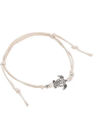 Karma Fußkette Schildkröte Beige, Schwarz od. Türkis Stoff Fußkettchen (Damenfußkette, Strandschmuck, modern, boho), Fußschmuck Urlaub Strand Accessoires - Verkäufer: Sanixa