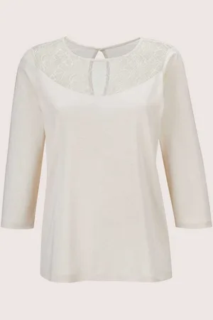 Madeleine Kurzarmshirt Rundhals-Shirt mit Spitze - Verkäufer: Premio Fashion GmbH