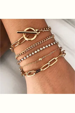 Karma Armband Set 5tlg. Armbandset Armband Metallarmband Gold Metall Damen (5-tlg., modern Damenarmband), Damen Damenschmuck legiert - Verkäufer: Sanixa