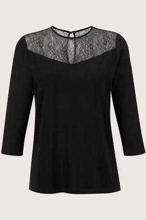 Madeleine Kurzarmshirt Rundhals-Shirt mit Spitze - Verkäufer: Premio Fashion GmbH