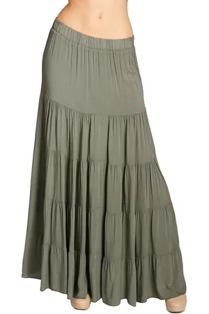 CASPAR Faltenrock RO020 langer eleganter Damen Maxi Sommer Rock mit figurfreundlichem Stretch Bund - Made in Italy - Verkäufer: & SIKORA