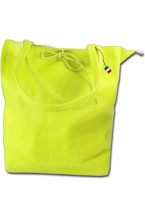 Florence Shopper ital. Shopper Echtleder Damen (Shopper, Schultertasche), Damen Shopper, Schultertasche Leder, gelbgrün, Größe ca. 28cm - Verkäufer: Fit4Style Silberschmuck - IMPPAC