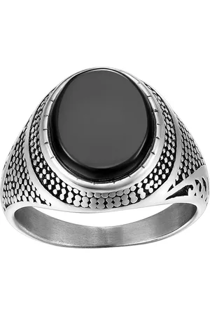 Karisma Fingerring Männer Edestahl 316L Herrenring - Agate Achat Stein Schwarz, - RHC97-9 - 65 (20.7) - Verkäufer: Schmuck
