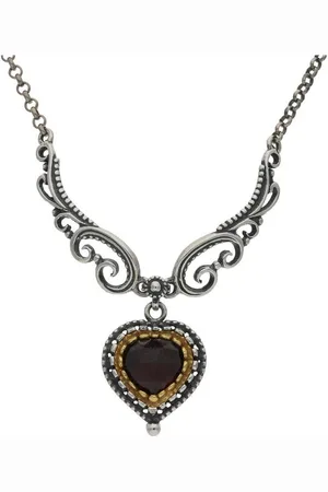 JuwelmaLux Silberkette Trachtencollier Herz Silber vergoldet Granat JL17-05-0027 (1-tlg) - Verkäufer: Juwelier-Bacak