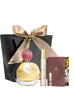 Avon Eau de Parfum FAR AWAY 50ml, Taschenspray 10ml, Duftprobe Geschenkset, 4-tlg., Exotische Blüten, Orientalischer Duft, Jasmin, Sandelhol - Verkäufer: Cultzen