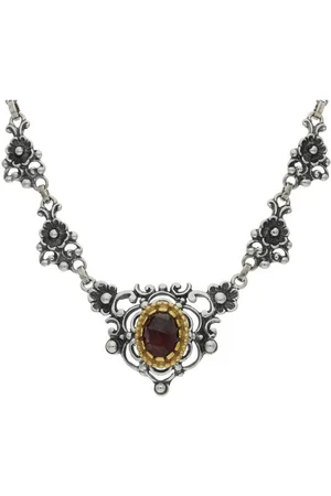 JuwelmaLux Silberkette Trachtencollier Silber, teil vergoldet Granat JL17-05-0026 (1-tlg) - Verkäufer: Juwelier-Bacak
