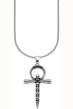 Bruno Banani Kette mit Anhänger Schmuck Geschenk Halsschmuck Anhänger Kreuz mit Totenköpfe-Design