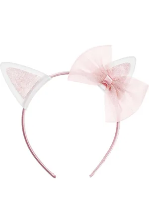 PARTY DECO Haarreif, Katzenohren Haarreif mit Schleife 18x17cm 1 Stück / Weiß - Verkäufer: kreativmarkt-butterfly