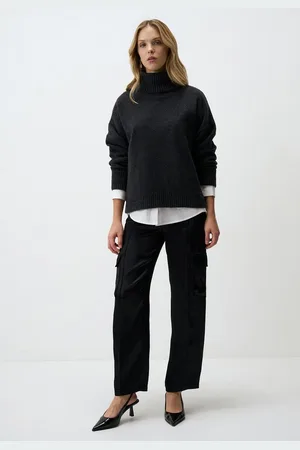 Jimmy Key Strickhose Satin-Webhose mit hoher Taille und entspannter Passform - Verkäufer: