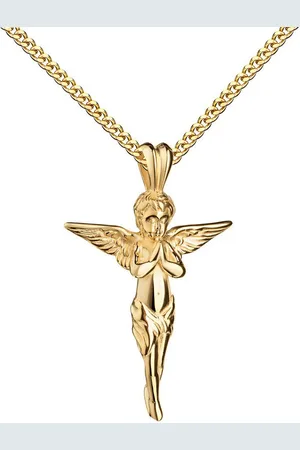 JEVELION Kreuzkette Kreuzanhänger 333 Gold Schutzengel Anhänger- Made in Germany (Goldkreuz, für Damen und Herren), Mit Kette vergoldet- Länge wählbar 36 - 70 cm oder ohne Kette. - Verkäufer: