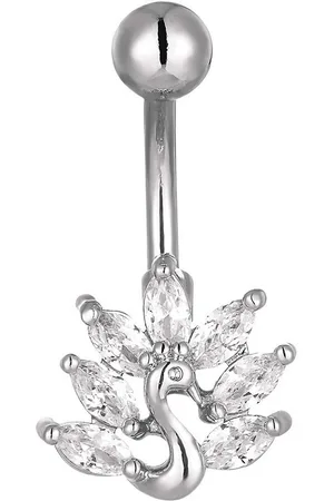 Karisma Bauchnabelpiercing Edelstahl Bauchnabelpiercing Banana Pfau Peacock Zirkonia, - HB184 - Silber - Verkäufer: Schmuck