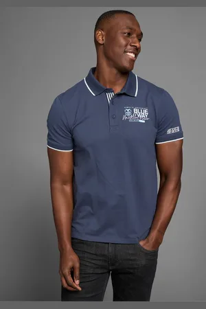 DELMAO Poloshirt mit sportlichen Kontraststreifen & gestreifter Knopfleistenblende